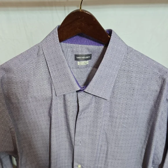 Van Heusen Men's Lavender Dress Shirt Size: 18-18.5 34/35 2XL/2TG - Picture 1 of 4
